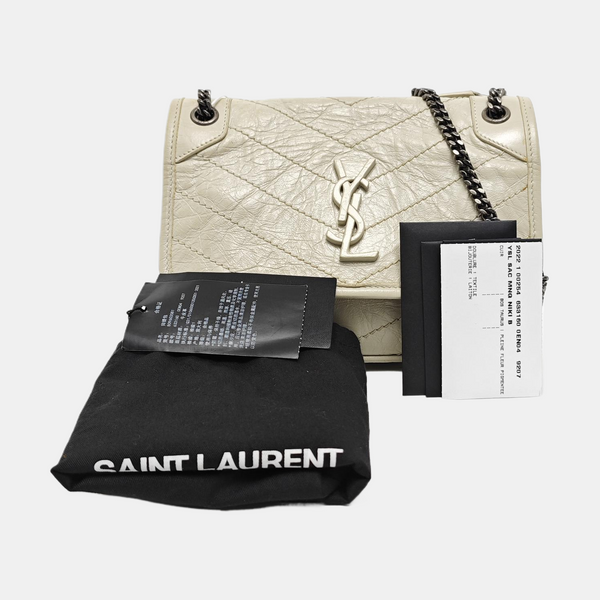 NIKI Small Chevron Calfskin White