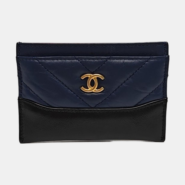 GABRIELLE Chevron Calfskin Blue Wallet