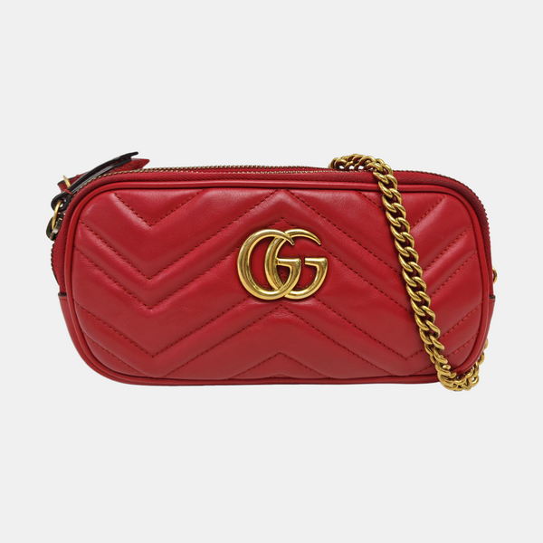 GG Marmont Mini Quilted Calfskin Red