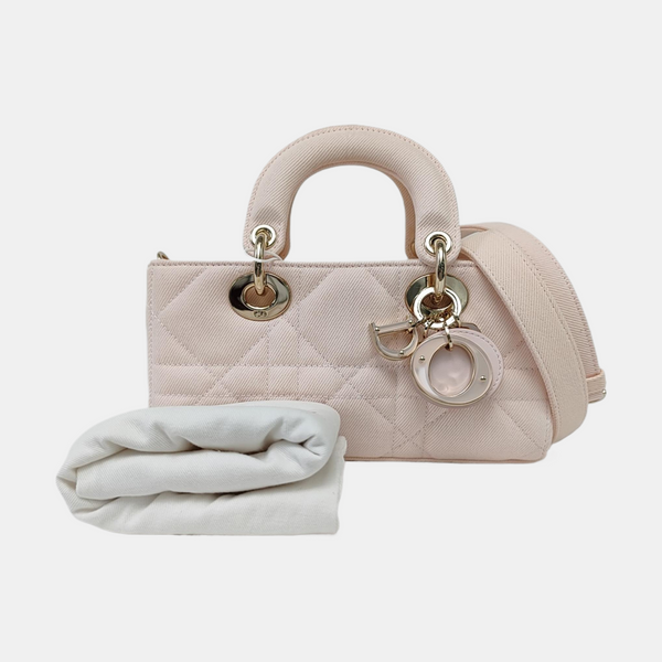 Authenticated pre-owned Lady D-Joy Cannage Canvas Pink - Tote Bag at Looply