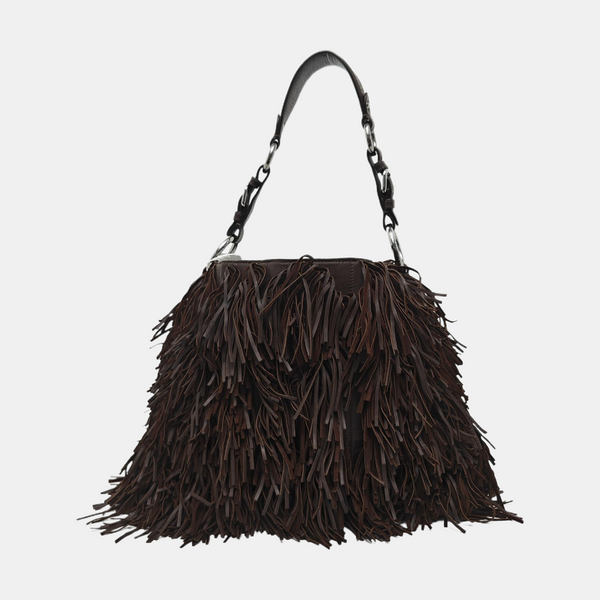 Lambskin Top Handle Bag Brown