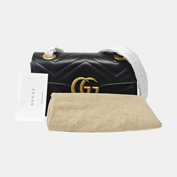 GG Marmont Small Quilted Calfskin Black