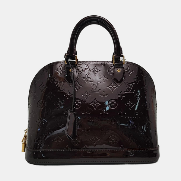 Authenticated pre-owned ALMA PM Monogram Patent Leather Burgundy - Top Handle Bag at Looply