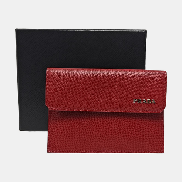 Saffiano Calfskin Card Holder Red