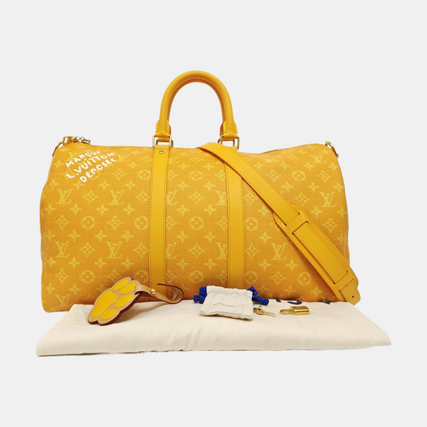 Coated Canvas Top Handle Bag 45 Yellow