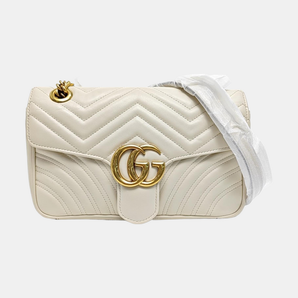 GG Marmont Medium Quilted Calfskin White