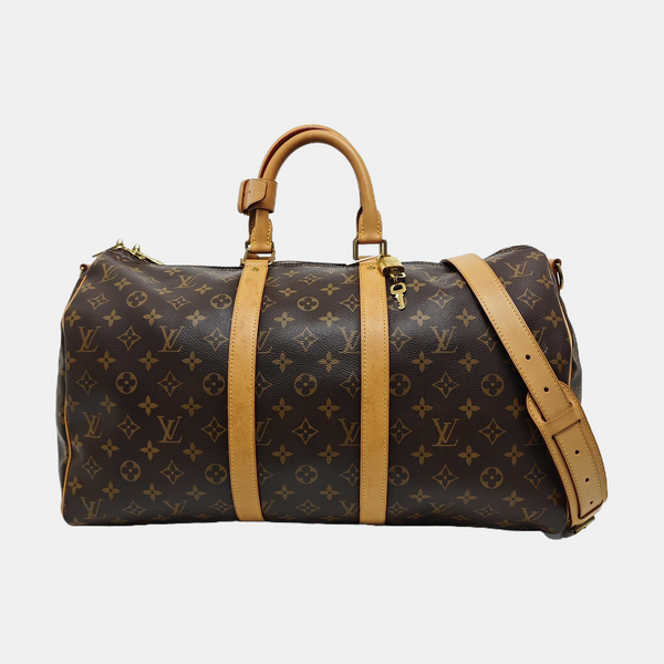 KEEPALL 45 Monogram Coated Canvas Brown