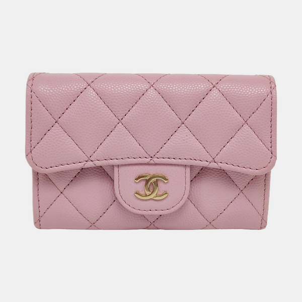 CLASSIC FLAP Quilted Grained Calfskin Red Card Holder