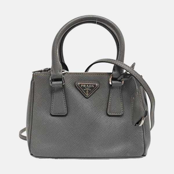 Galleria Super Mini Saffiano Calfskin Gray