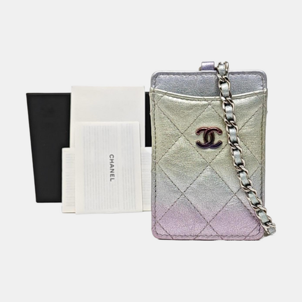 Quilted Calfskin Card Holder Multicolor