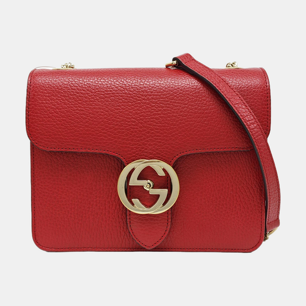 Interlocking G Small Calfskin Red