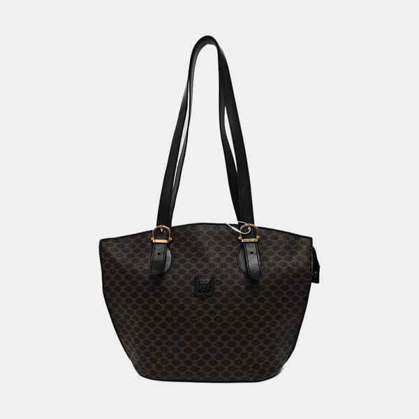 Coated Canvas Shoulder Bag Brown