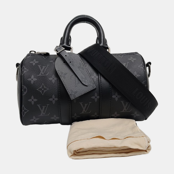 KEEPALL 25 Monogram Coated Canvas Black