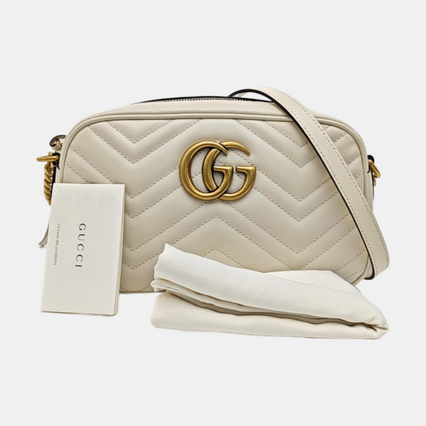 GG Marmont Small Quilted Calfskin White