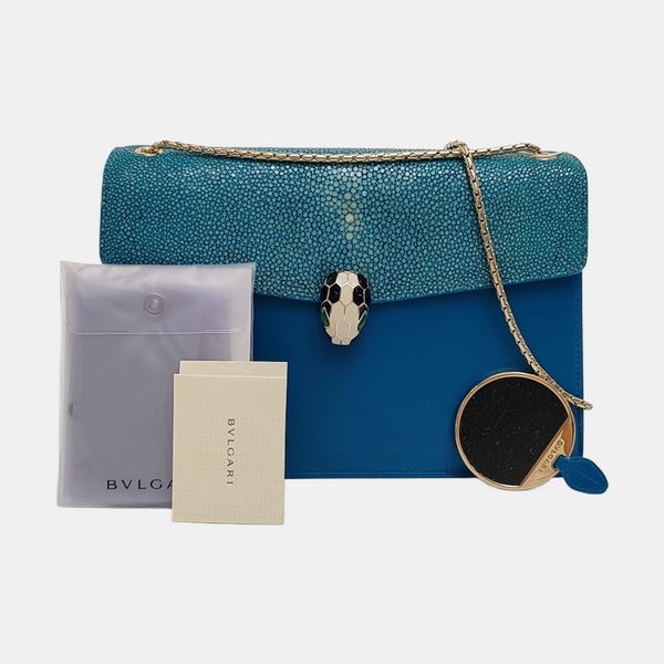 SERPENTI FOREVER Medium Stingray Leather Green