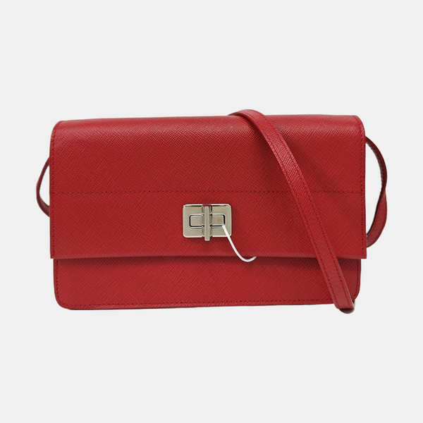 Saffiano Calfskin Shoulder Bag Red
