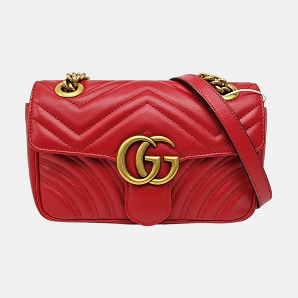 GG Marmont Small Quilted Calfskin Red