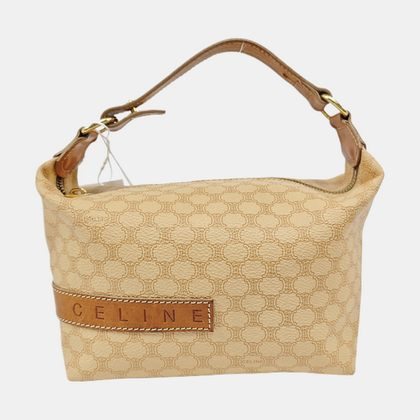 Coated Canvas Top Handle Bag Brown