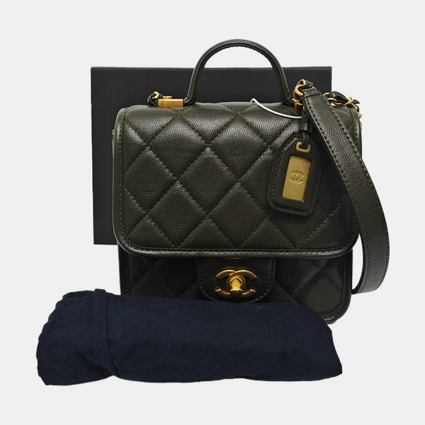 Quilted Grained Calfskin Small Green