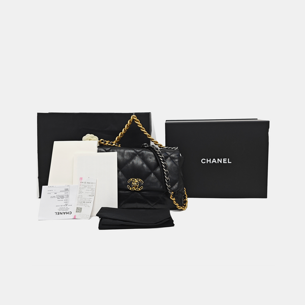 CHANEL 19 Large Quilted Lambskin Black