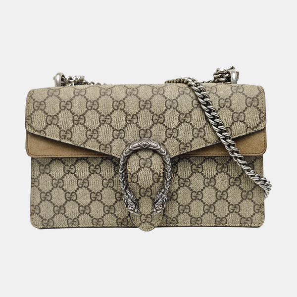 Dionysus Small Monogram Coated Canvas Beige