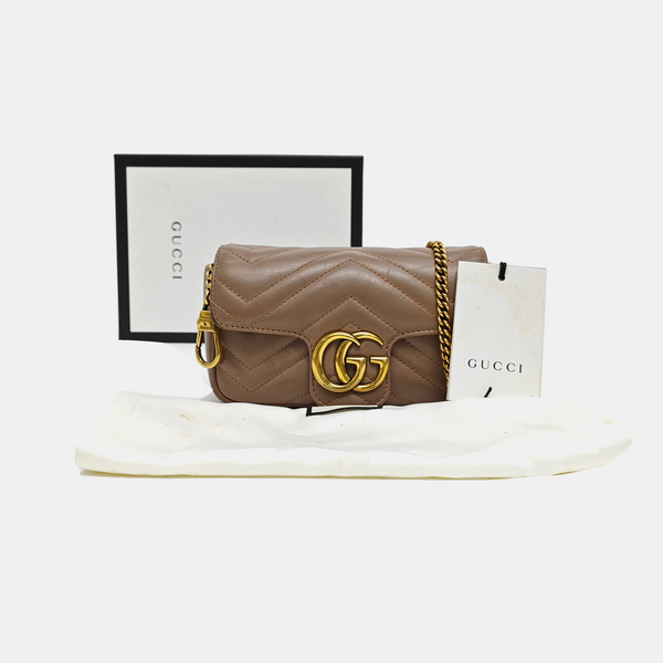 GG Marmont Mini Quilted Calfskin Beige