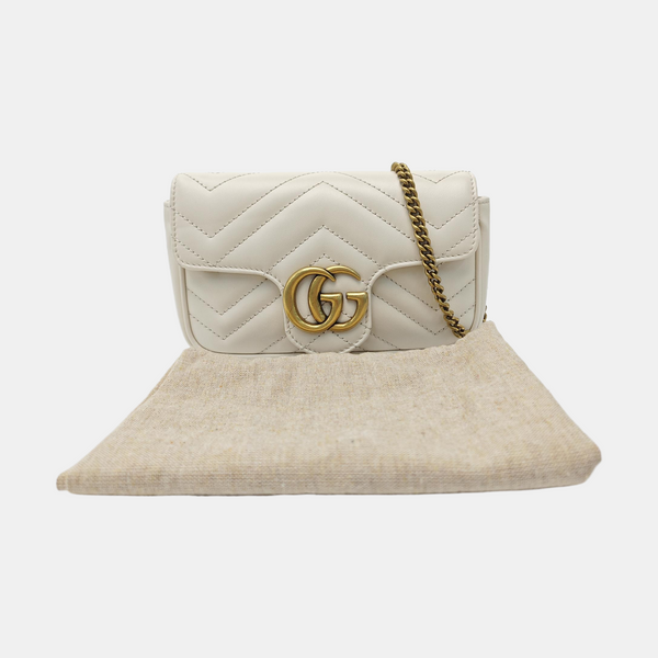 GG Marmont Mini Quilted Calfskin White