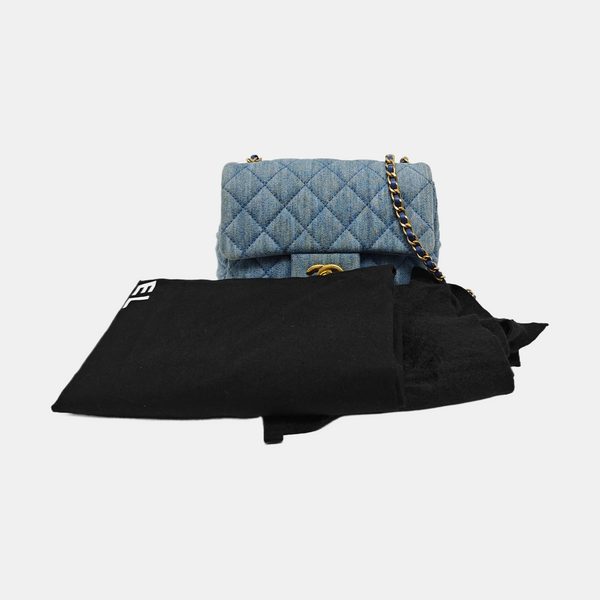 CLASSIC FLAP Mini Quilted Denim Blue