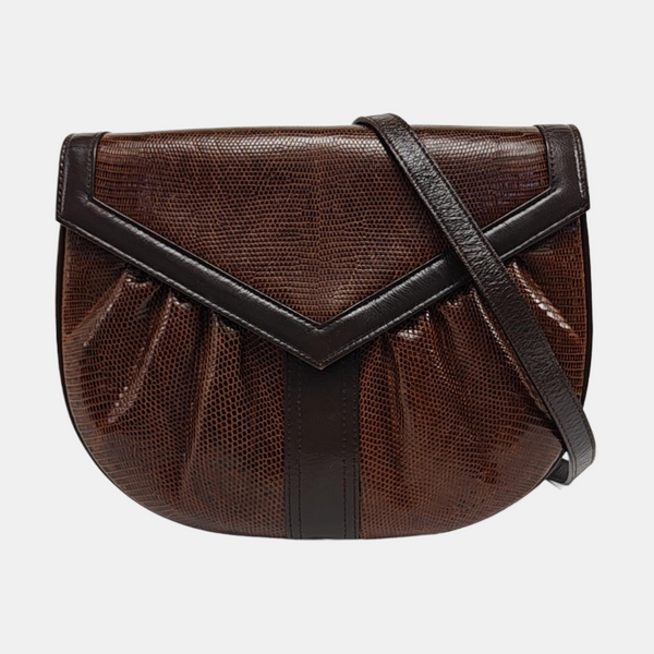 Lizard Shoulder Bag Brown