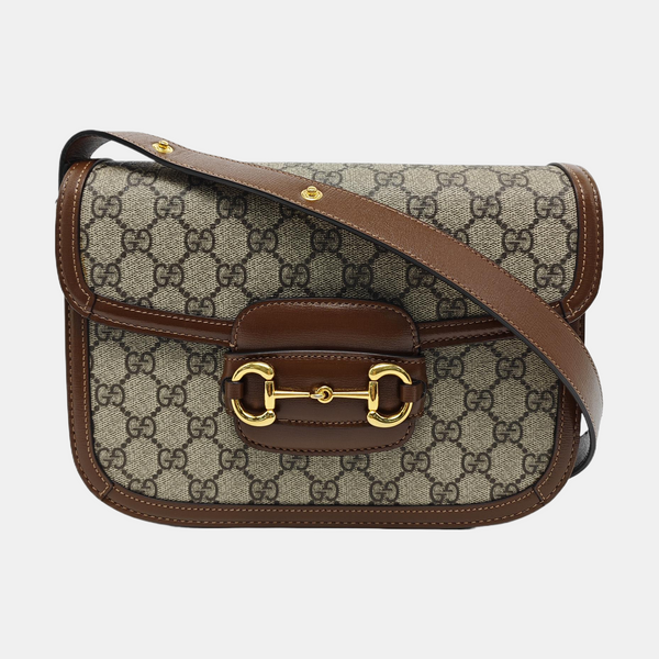 Horsebit 1955 Medium Monogram Coated Canvas Beige