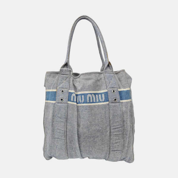 Canvas Top Handle Bag Blue