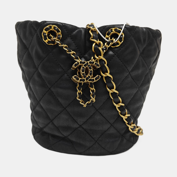 DRAWSTRING Quilted Lambskin Black
