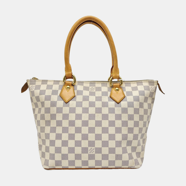 SALEYA PM Damier Azur Coated Canvas White