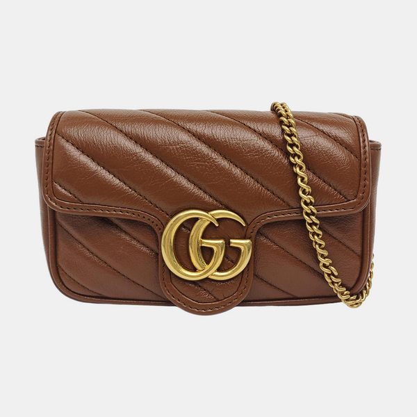 GG Marmont Mini Quilted Calfskin Brown