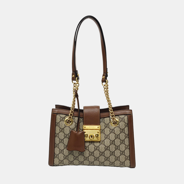 Padlock Small Monogram Coated Canvas Beige