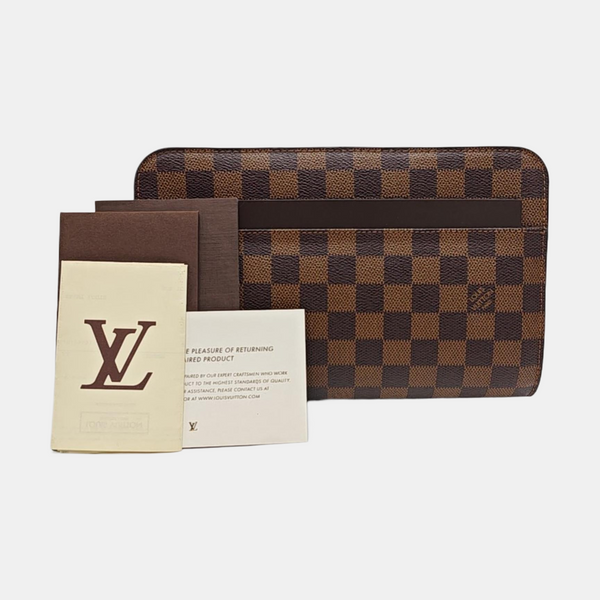 SAINT LOUIS Damier Ebene Coated Canvas Brown