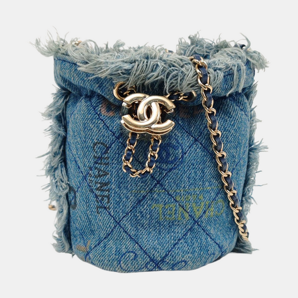 DRAWSTRING Mini Quilted Denim Blue