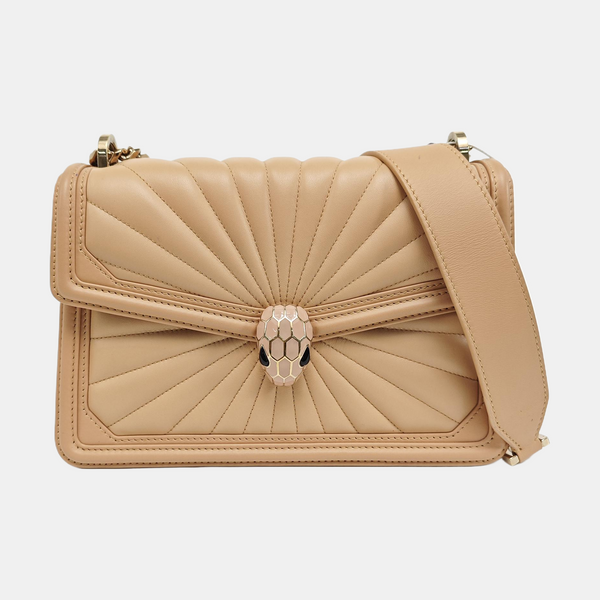 SERPENTI DIAMOND BLAST Small Quilted Lambskin Beige