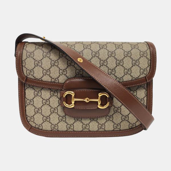 Horsebit 1955 Medium Monogram Coated Canvas Beige