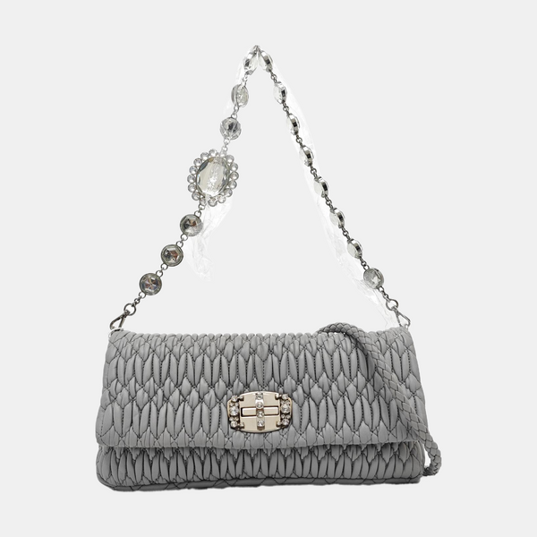 Crystal Quilted Lambskin Gray