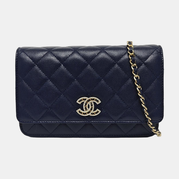 WOC Quilted Grained Calfskin Blue