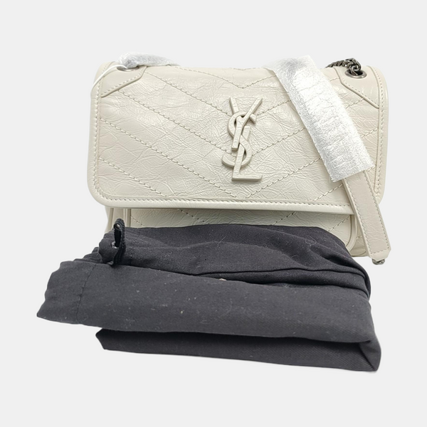 NIKI Small Chevron Calfskin White