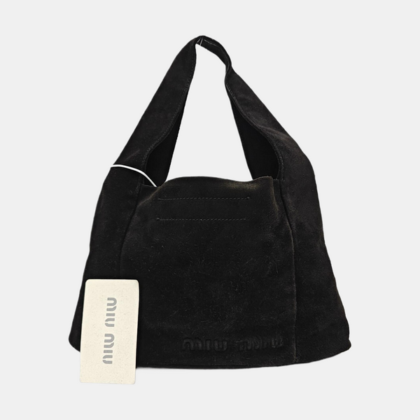 Suede Top Handle Bag Black