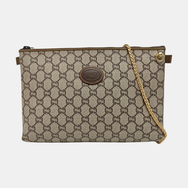 Monogram Coated Canvas Clutch Beige