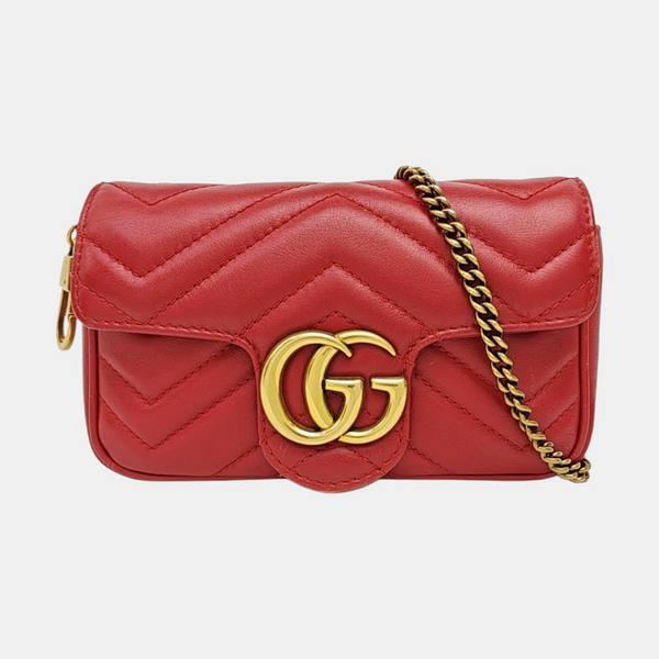 GG Marmont Mini Quilted Calfskin Red