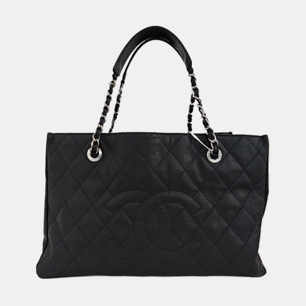 Quilted Calfskin Tote Bag Blue