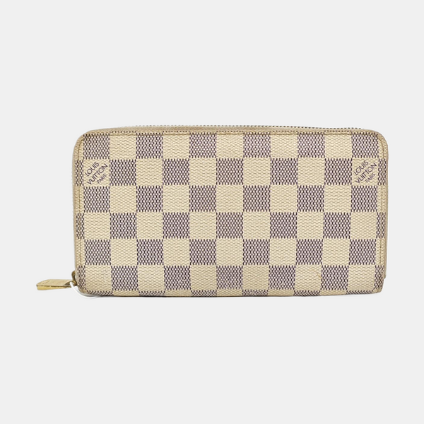 ZIPPY Damier Azur Coated Canvas White Wallet