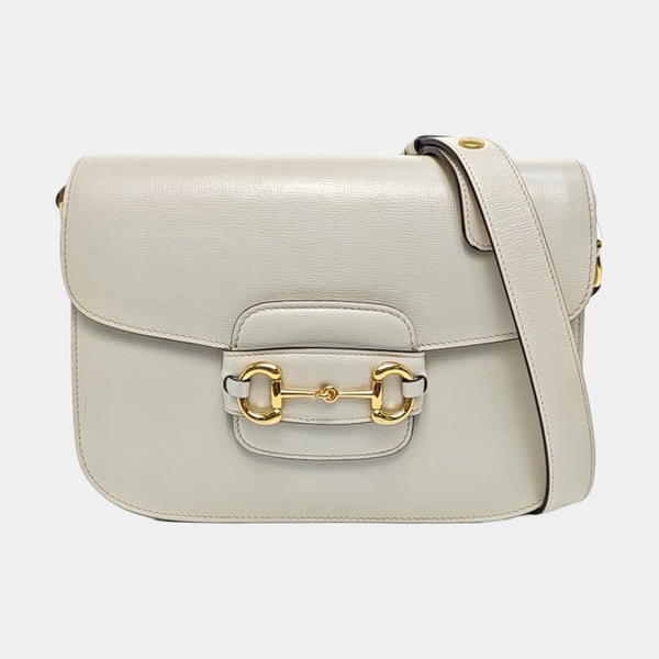 Authenticated pre-owned Horsebit 1955 Small Calfskin White - Shoulder Bag at Looply
