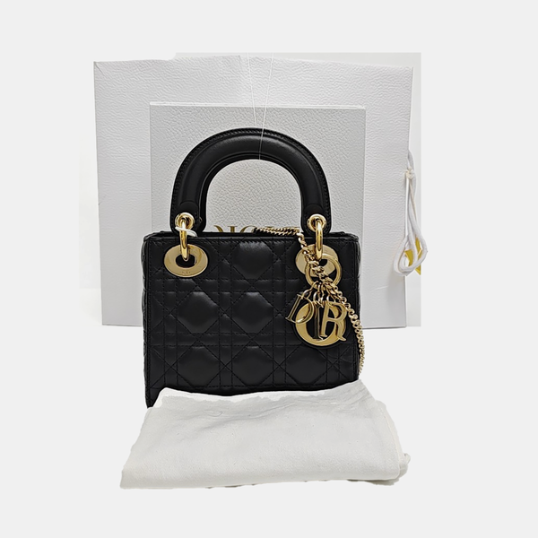 Lady Dior Mini Cannage Lambskin Black