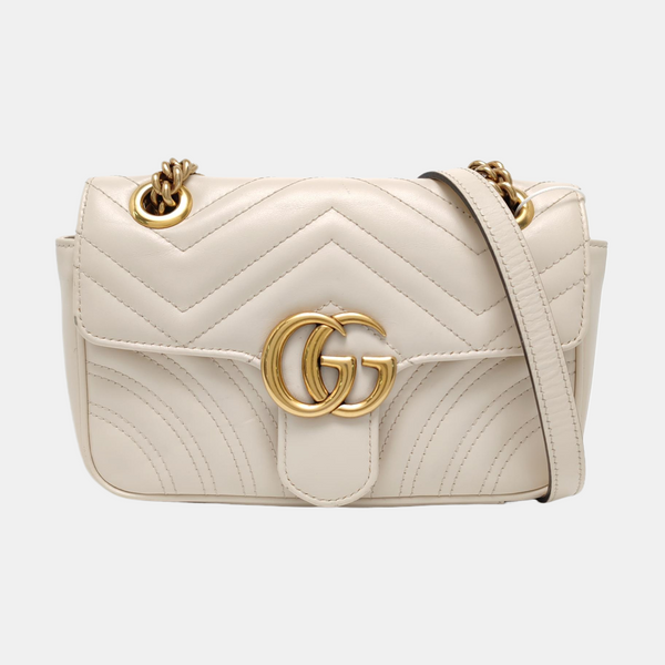 GG Marmont Small Quilted Calfskin White